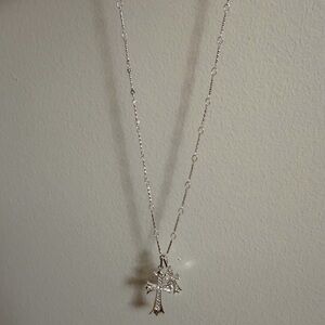 Sterling Silver Cross Pendant Necklace - White Silver